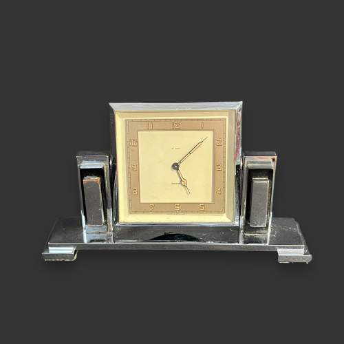Art Deco Chrome Desk Clock image-2