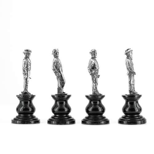 A Rare Group of Four Antique Silver Statuettes of Miners image-4