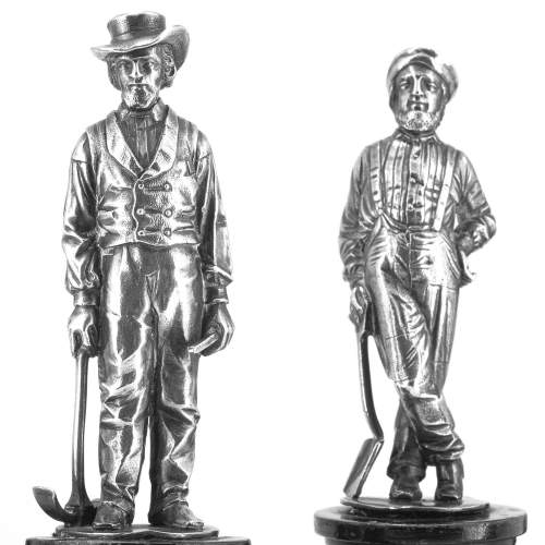 A Rare Group of Four Antique Silver Statuettes of Miners image-5