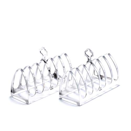 Pair of Art Deco Period Sterling Silver Toast Racks image-1