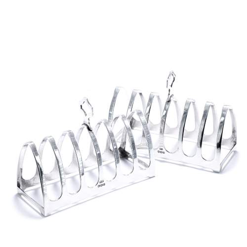 Pair of Art Deco Period Sterling Silver Toast Racks image-3