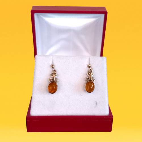 Gold Amber Earrings. Edinburgh 2000 image-1