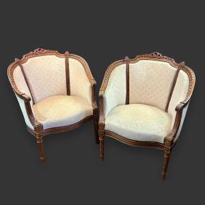 Pair of French Walnut Salon Chairs