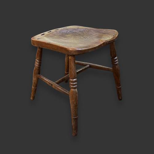 Wooden Waxed Elm Top Stool image-1
