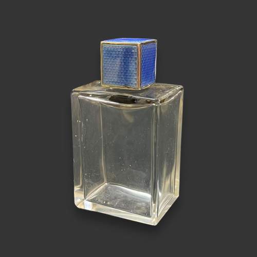 Pair of Blue Enamel and Silver Topped Scent Bottles image-3