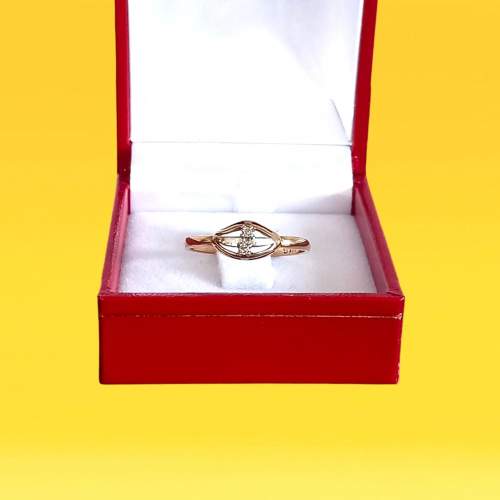 Gold Deco Style Diamond Ring. London 1983 image-1
