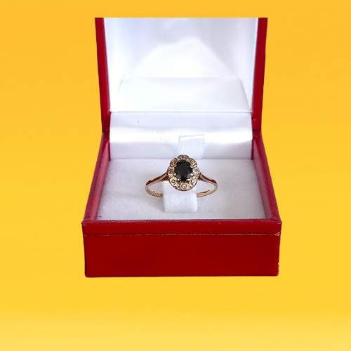 Gold Sapphire Diamond Ring. London 1990 image-1