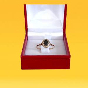 Gold Sapphire Diamond Ring. London 1990