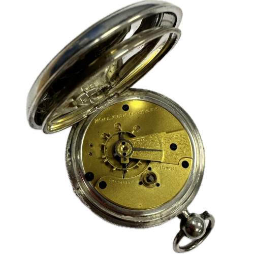 Solid Silver Waltham Pocket Watch circa 1896 - Serviced image-4