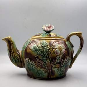 Antique Majolica 19th Century English Pottery Teapot