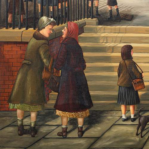 Large Oil on Canvas of a Vintage School Scene by Eric Bellis image-3