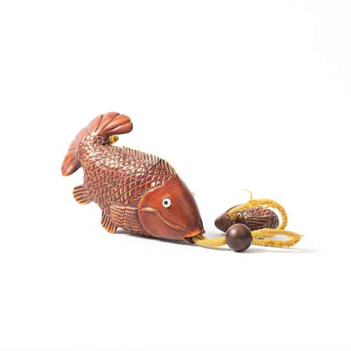 Japanese Carved Wood Inro in the Form of a Fish image-2