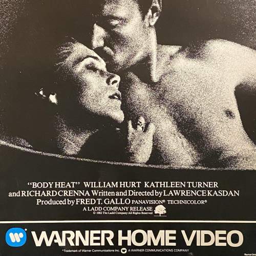 1980s Warner Home Video Poster -  William Hurt Body Heat image-3