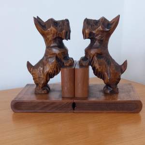 Mid 20th Century Carved Wooden Scottie Dog Bookends