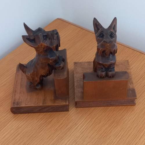 Mid 20th Century Carved Wooden Scottie Dog Bookends image-2