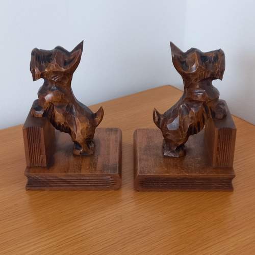Mid 20th Century Carved Wooden Scottie Dog Bookends image-3
