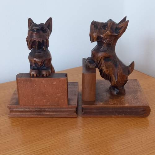 Mid 20th Century Carved Wooden Scottie Dog Bookends image-4