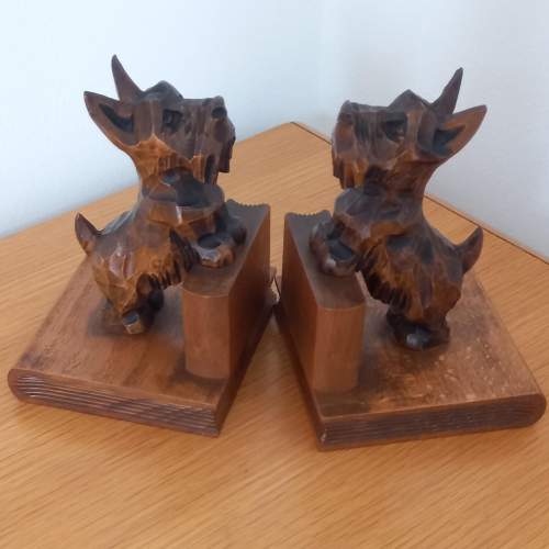 Mid 20th Century Carved Wooden Scottie Dog Bookends image-5