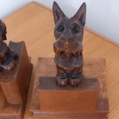 Mid 20th Century Carved Wooden Scottie Dog Bookends image-6