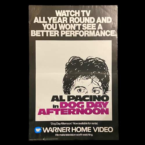 1980s Warner Home Video Poster - Dog Day Afternoon - Al Pacino image-1