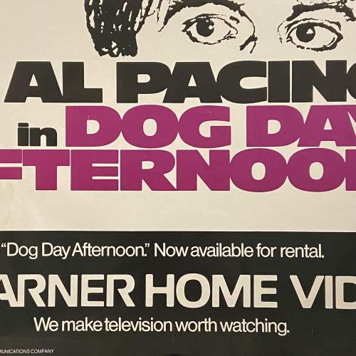 1980s Warner Home Video Poster - Dog Day Afternoon - Al Pacino image-4