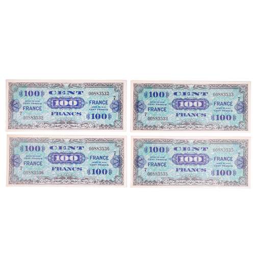 Set of Four WW2 Allied Military Series French Franc Notes image-1