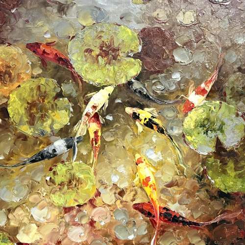 Chen Tai-Yu C Lewis Koi Carp Oil on Canvas image-2