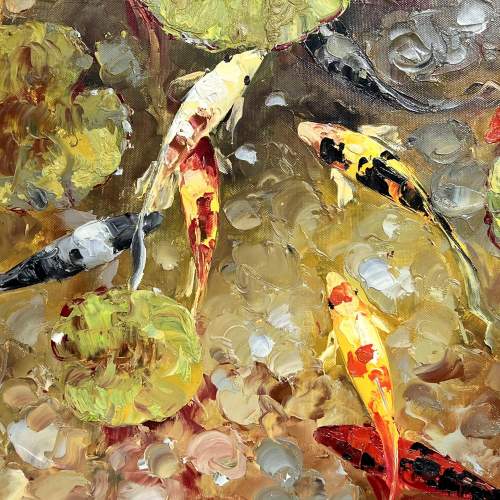 Chen Tai-Yu C Lewis Koi Carp Oil on Canvas image-3