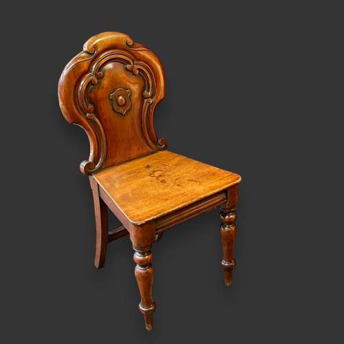 19th Century Mahogany Carved Back Hall Chair image-1