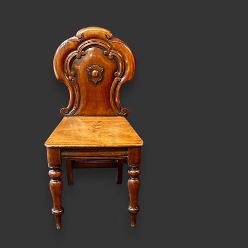 19th Century Mahogany Carved Back Hall Chair image-2