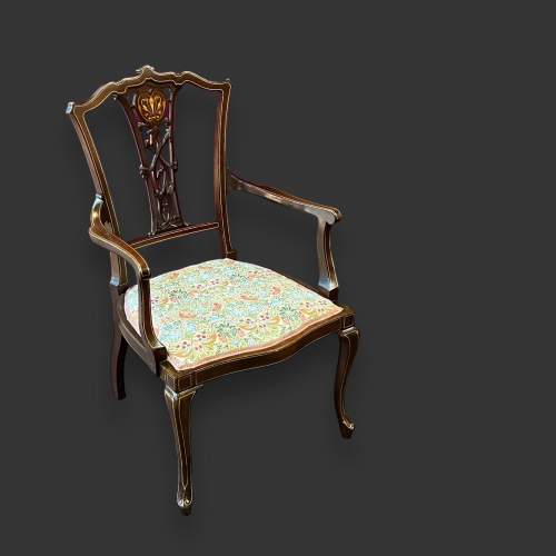 Edwardian Inlaid Mahogany Chair image-1