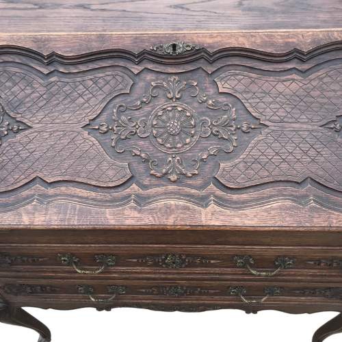 Antique French Carved Oak Bureau image-3