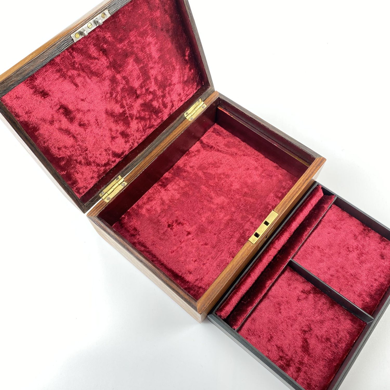 Victorian Mahogany Jewellery Box with Velvet Lined Interior