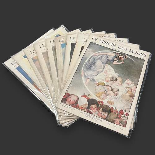 Rare Set of Nine 1918 Le Miroir Des Modes Magazines image-1