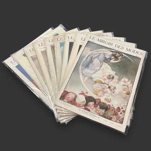 Rare Set of Nine 1918 Le Miroir Des Modes Magazines