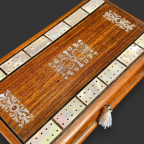 Victorian Rosewood Cribbage and Games Box image-2