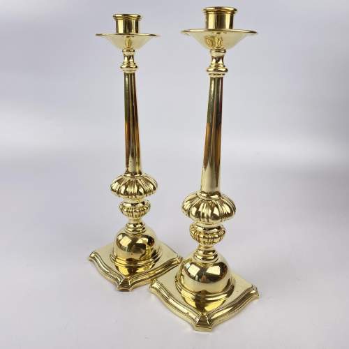 Pair of Tall Heavy Brass Candlesticks image-5