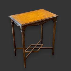 Late Victorian Oak Side Table with Parquetry Top