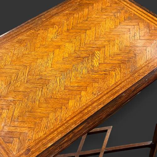 Late Victorian Oak Side Table with Parquetry Top image-2