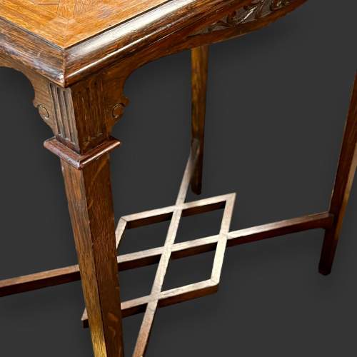 Late Victorian Oak Side Table with Parquetry Top image-5