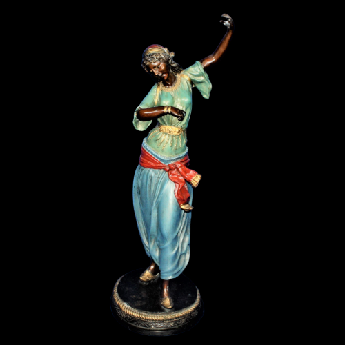 Painted Cast Metal Dancer of a Female Figure in Orientalist Style image-1