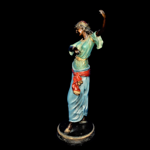 Painted Cast Metal Dancer of a Female Figure in Orientalist Style image-4