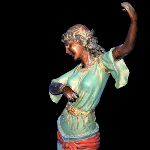 Painted Cast Metal Dancer of a Female Figure in Orientalist Style image-5