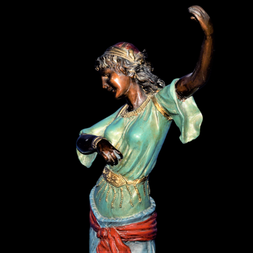 Painted Cast Metal Dancer of a Female Figure in Orientalist Style image-6