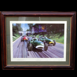 Nicholas Watts British Racing Green Motor Racing Signed Print - Stirling Moss