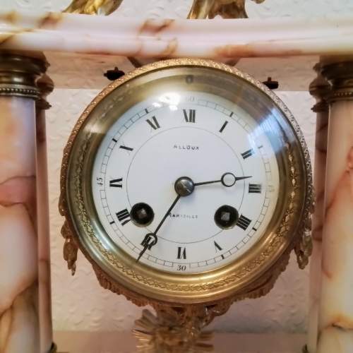 French White Marble and Bronze Three Piece Clock Garniture image-6