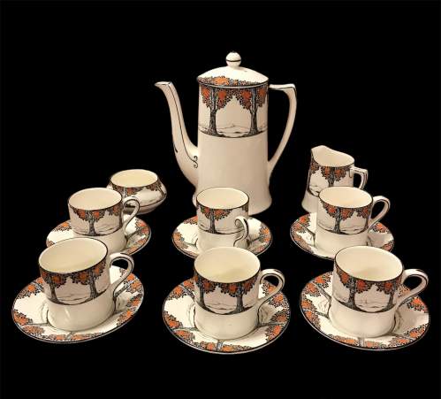 Crown Ducal Art Deco Coffee Service in the  Orange Tree Pattern image-1