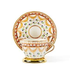 Antique Georgian Period Pinxton Porcelain Cup and Saucer
