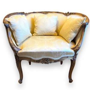 Small Proportioned French Carved Walnut Sofa