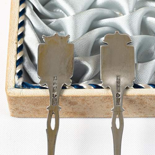 Vintage Finnish Silver and Enamel Cased Spoon and Fork Set image-5